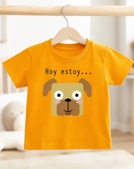 Fotografía de Camiseta bebé «HOY ESTOY…» (modelo contento) de ThePetLover
