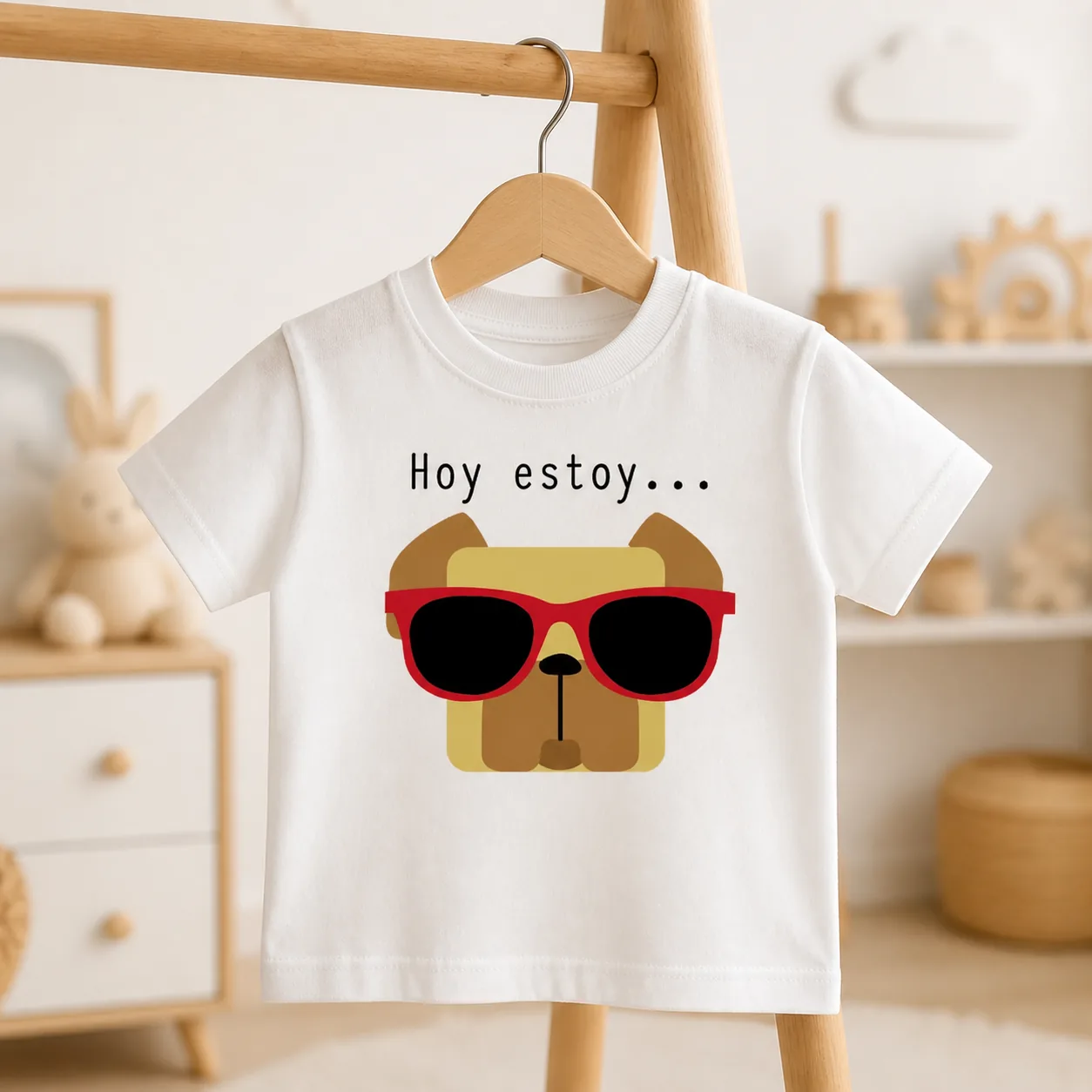 Fotografía de Camiseta bebé «HOY ESTOY…» (modelo gafas) de ThePetLover