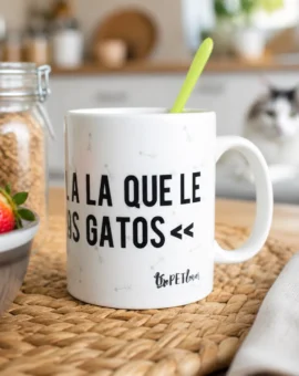 Fotografía de Taza «BUSCO CHICA A LA QUE LE ENCANTEN LOS GATOS» de ThePetLover
