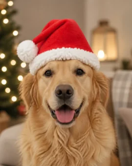 Fotografía de Gorro de Papa Noel para perros de color rojo de ThePetLover