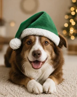Fotografía de Gorro de Papa Noel para perros de color verde de ThePetLover