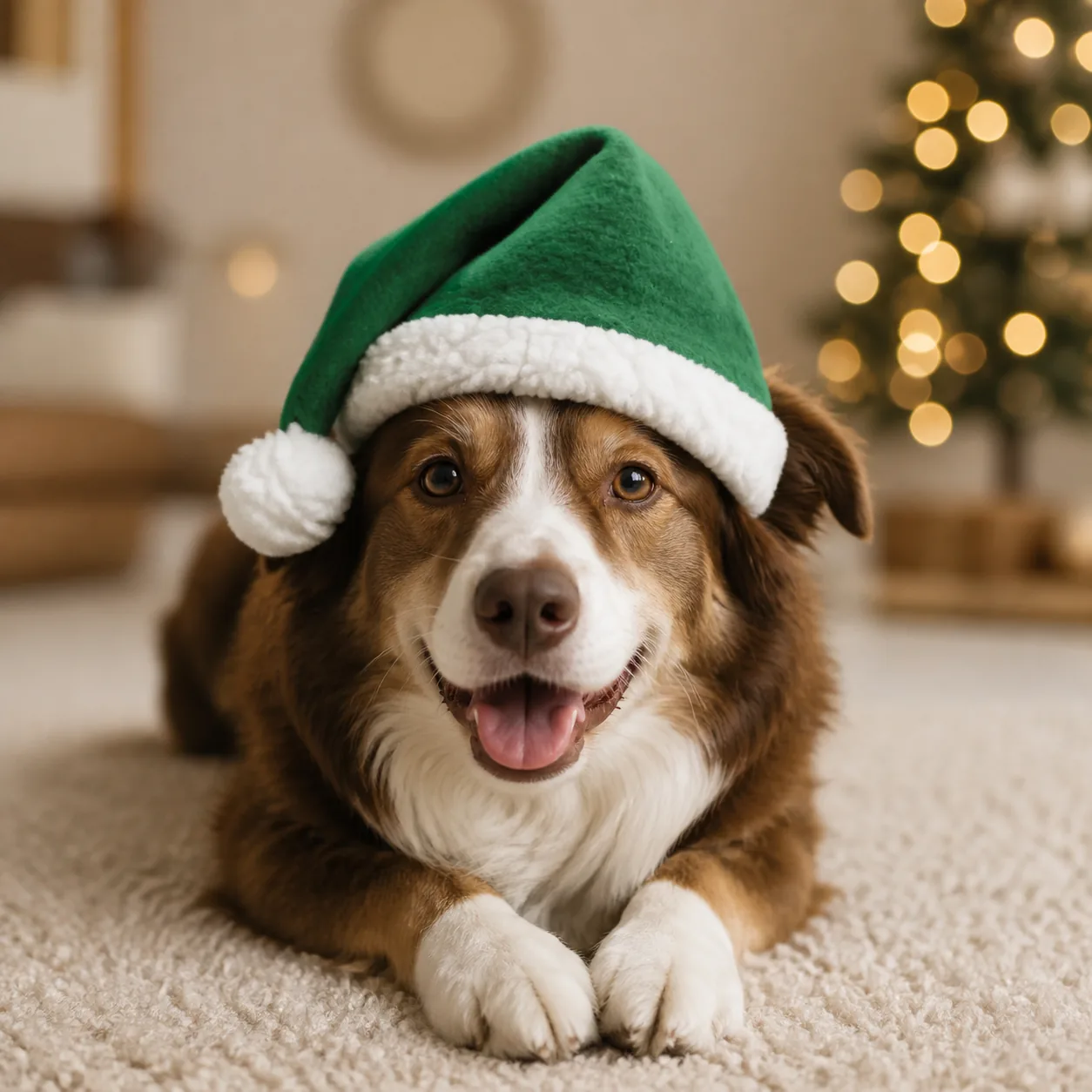 Fotografía de Gorro de Papa Noel para perros de color verde de ThePetLover