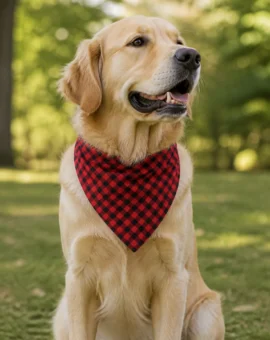 Fotografía de Bandana para perros cuadros rojos y negros de ThePetLover