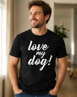 Hombre con camiseta negra Love my dog de ThePetLover
